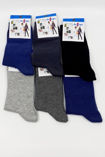 DESIGN - Design Erkek Çocuk Soket Çorap Likralı Düz - Asorti - 7