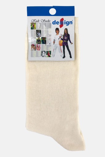 DESIGN - Design Erkek Çocuk Soket Çorap Likralı Düz - Krem - 11