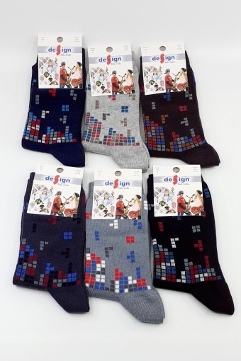 DESIGN - Design Erkek Çocuk Soket Çorap Tetris Likralı - Asorti - 7