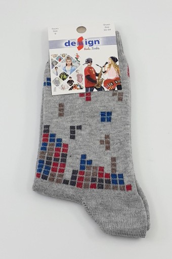 DESIGN - Design Erkek Çocuk Soket Çorap Tetris Likralı - Asorti - 7 (1)