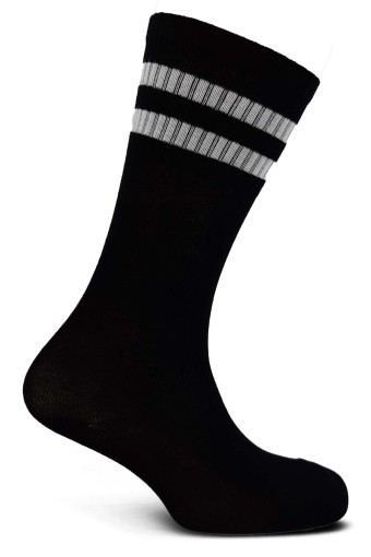 DESIGN - Design Kız Çocuk Dizaltı Çorap Siyah Şeritli - Beyaz - 7 (1)