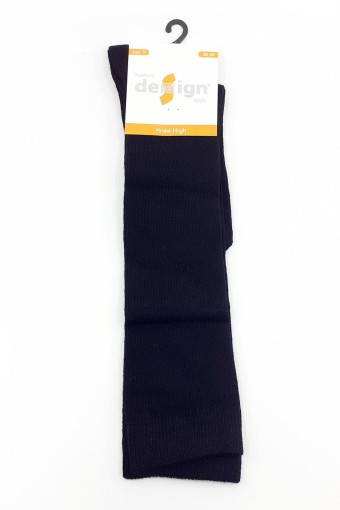 DESIGN - Design Kız Çocuk Dizaltı Pantolon Çorabı Düz - Siyah - 5