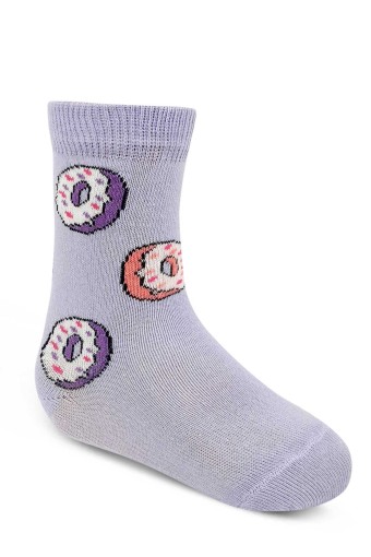 DESIGN - Design Kız Çocuk Likralı Soket Çorap Donut Desenli - Asorti - 3
