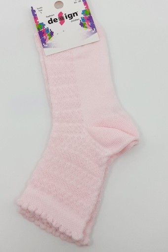 DESIGN - Design Kız Çocuk Soket Çorap Kabartma Baklava Desenli File - Asorti - 0
