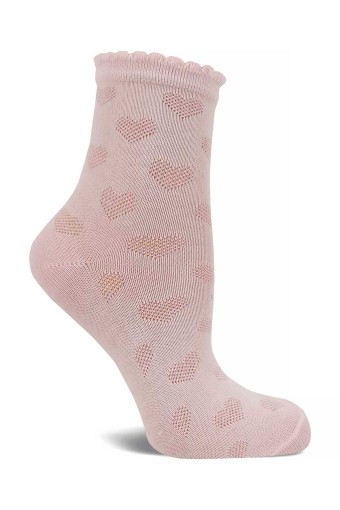 DESIGN - Design Kız Çocuk Soket Çorap Kabartma Kalp File