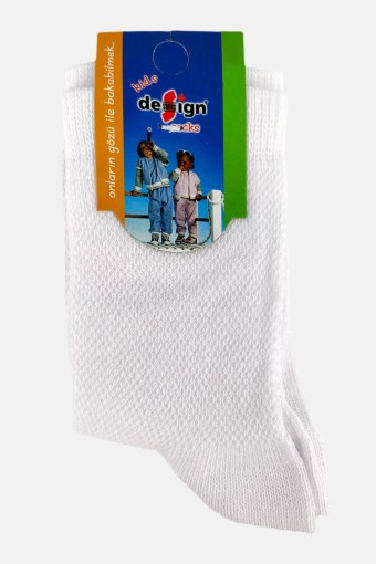 DESİGN - Design Kız Çocuk Soket Çorap Lacoste Fileli - Beyaz - 1 (1)