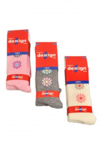 DESIGN - Design Kız Çocuk Külotlu Çorap Puan Papatya