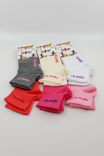 DESIGN - Design Kız Çocuk Yarım Konç Çorap Sport - Asorti - 11