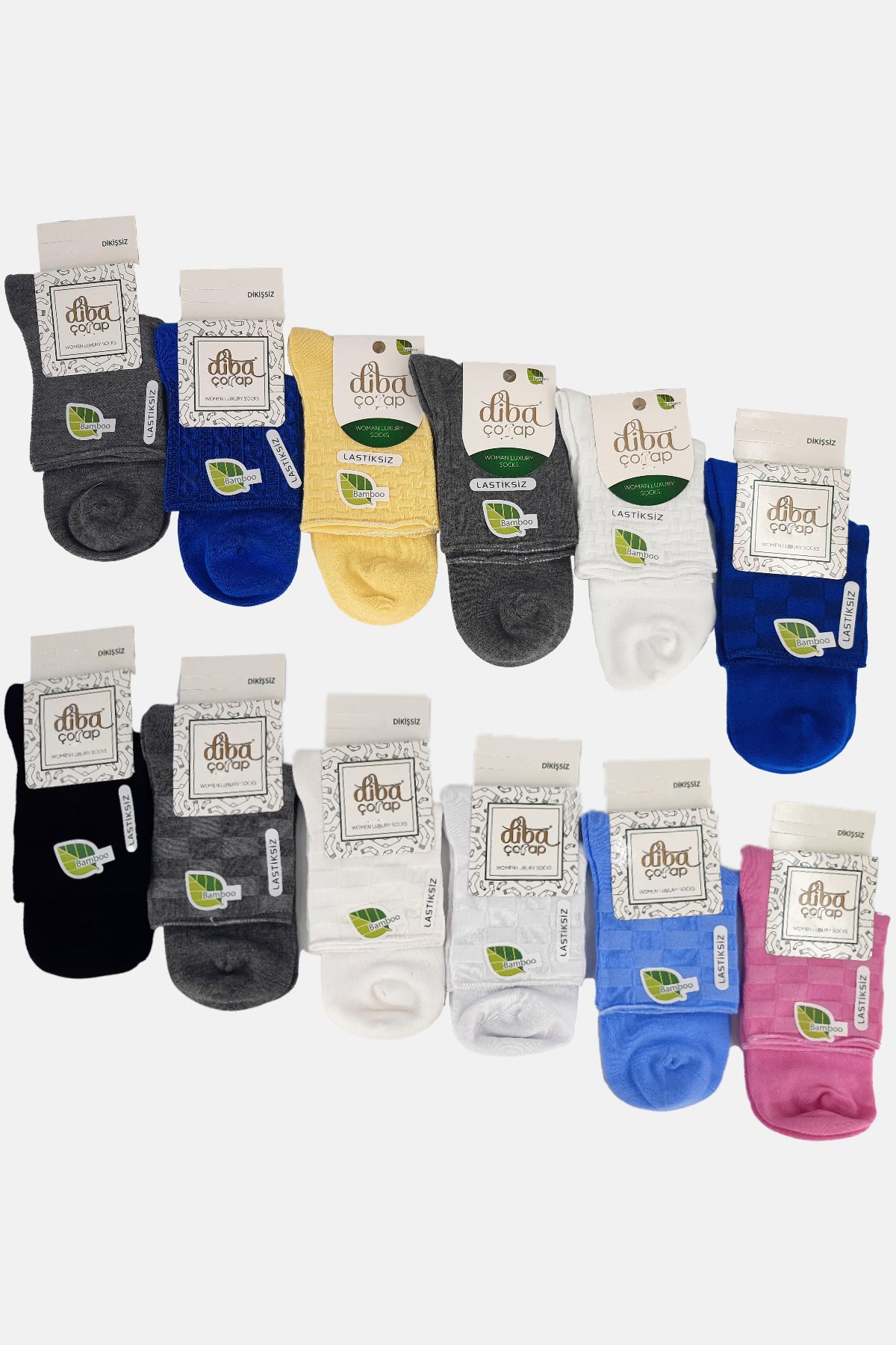 Diba Kadın Bambu Kabartmalı Konç Çorap - Thumbnail