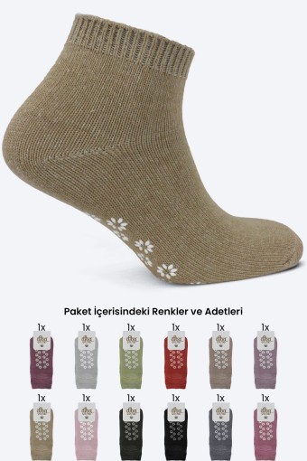 DİBA - Diba Kadın Patik Çorap Lambswool Likralı Tabanı Baskılı