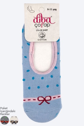 DİBA - Diba Kız Çocuk Babet Çorap Pamuklu Kurdela Desenli - Asorti - 9-11