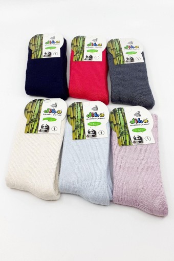 DİBA - Diba Unisex Çocuk Soket Çorap Düz Kalın Bambu - Siyah - 5 (1)
