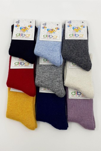 DİBA - Diba Unisex Çocuk Soket Çorap Lambswool Lykralı - Krem/Gold - 0 (1)