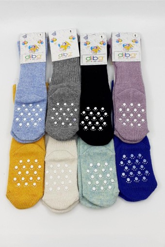DİBA - Diba Unisex Çocuk Soket Çorap Lambswool Tabanı Baskılı Kıvrık - Asorti - 5 (1)