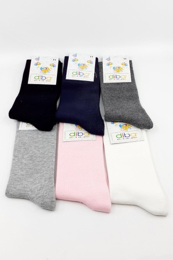 DİBA - Diba Unisex Çocuk Soket Çorap Penye Likralı Düz - Asorti - 11