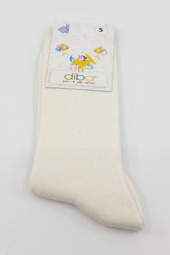DİBA - Diba Unisex Çocuk Soket Çorap Penye Likralı Düz - Kemik - 11