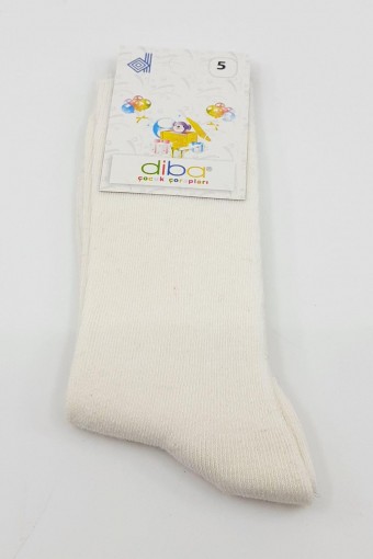 DİBA - Diba Unisex Çocuk Soket Çorap Penye Likralı Düz - Kemik - 5 (1)