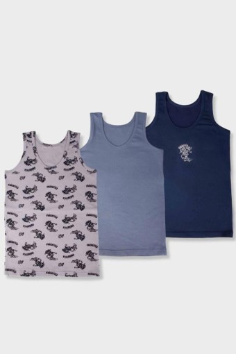 Domi - Domi Kids Erkek Çocuk Atlet 3'lü - Asorti