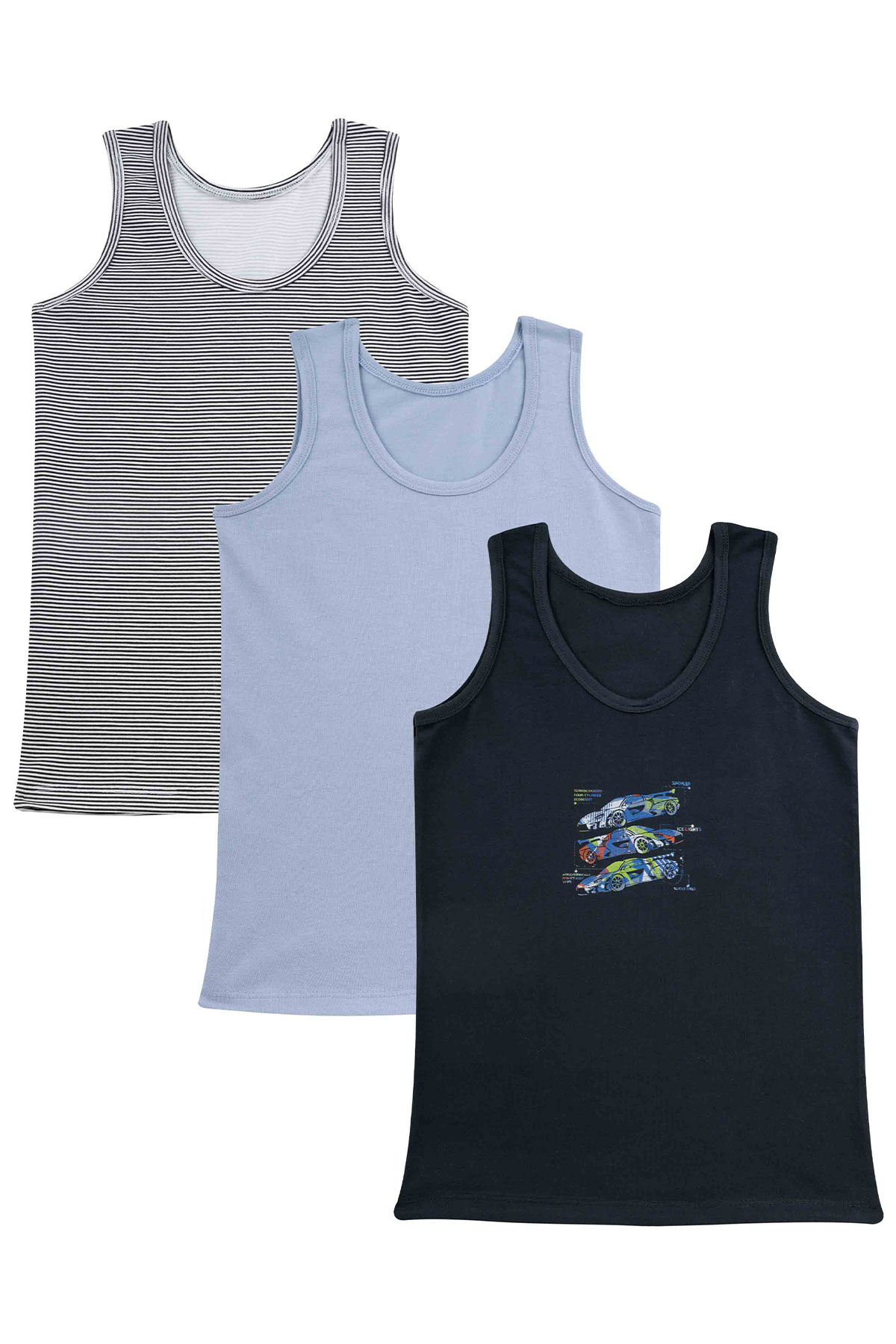 Domi Kids Erkek Çocuk Atlet 3'lü - Asorti - Thumbnail