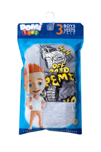 Domi - Domi Kids Erkek Çocuk Atlet 3'lü - Asorti (1)