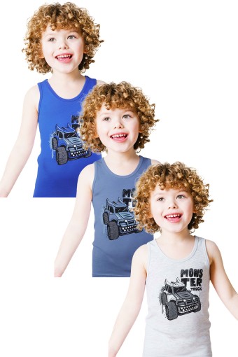 Domi - Domi Kids Erkek Çocuk Atlet Desenli