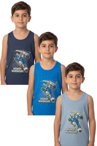 Domi - Domi Kids Erkek Çocuk Atlet Desenli