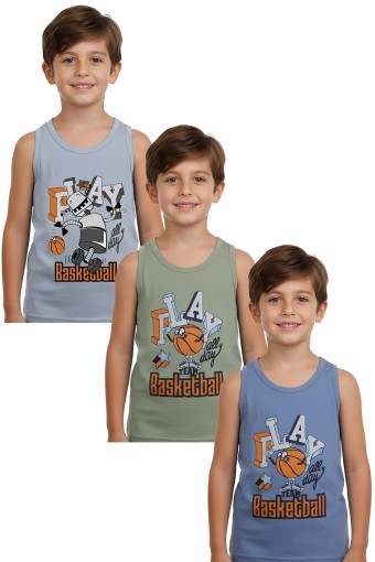 Domi - Domi Kids Erkek Çocuk Atlet Desenli