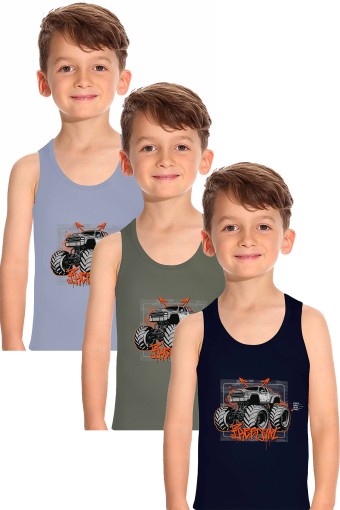 Domi - Domi Kids Erkek Çocuk Atlet Desenli