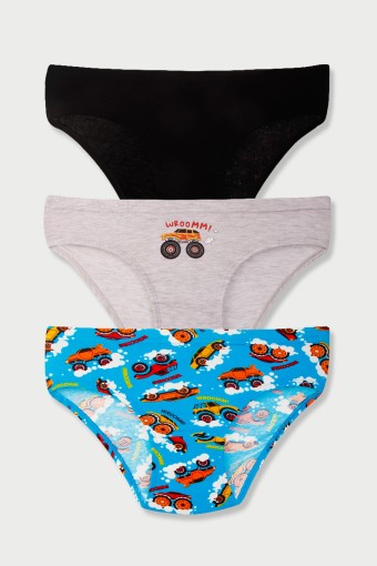 Domi - Domi Kids Erkek Çocuk Slip Külot 3'lü - Asorti