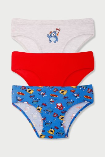 Domi - Domi Kids Erkek Çocuk Slip Külot 3'lü - Asorti