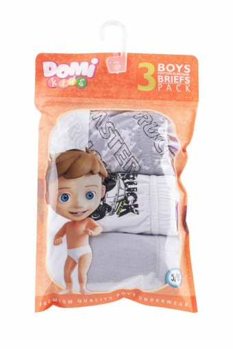 Domi - Domi Kids Erkek Çocuk Slip Külot 3'lü - Asorti (1)