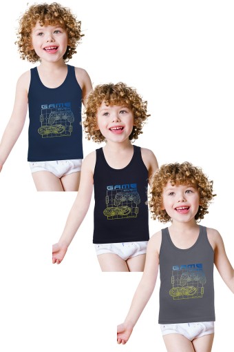 Domi - Domi Kids Erkek Garson Atlet Desenli