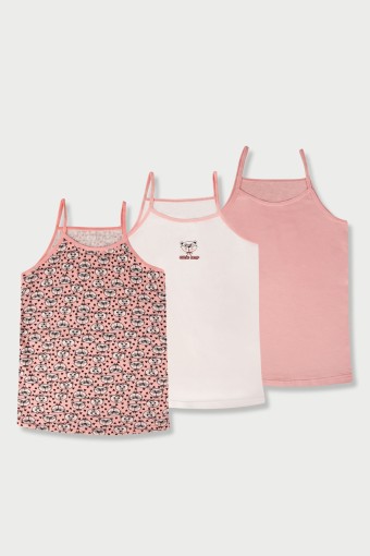 Domi - Domi Kids Kız Çocuk Atlet 3'lü - Asorti