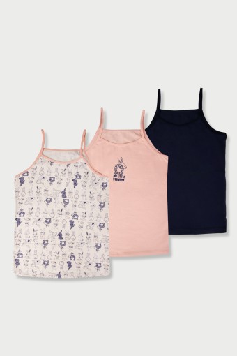 Domi - Domi Kids Kız Çocuk Atlet 3'lü - Asorti