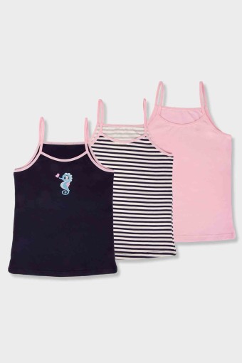 Domi - Domi Kids Kız Çocuk Atlet 3'lü - Asorti