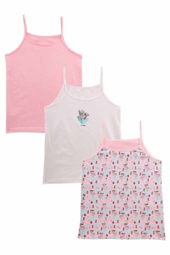 Domi - Domi Kids Kız Çocuk Atlet 3'lü - Asorti