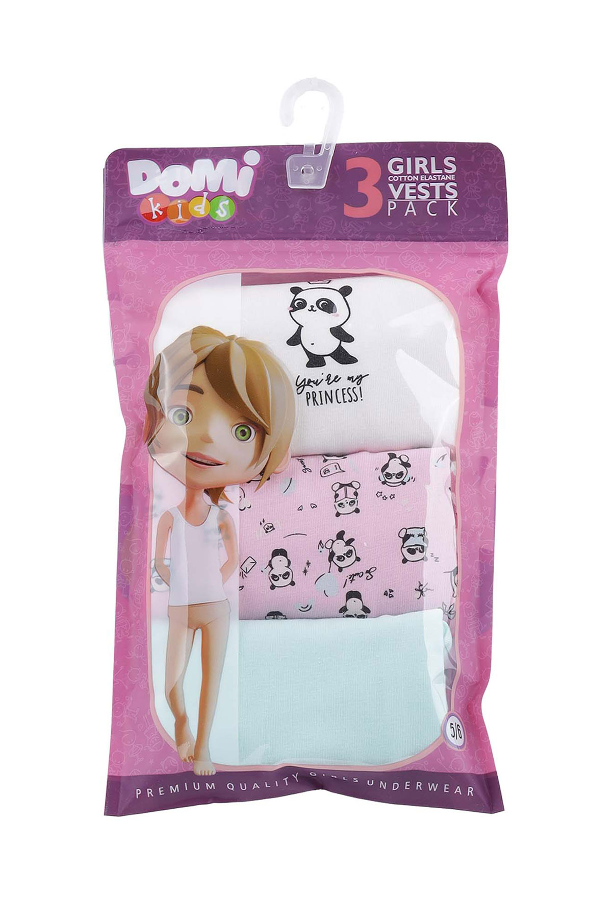 Domi Kids Kız Çocuk Atlet 3'lü - Asorti - Thumbnail