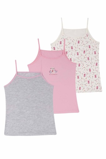 Domi - Domi Kids Kız Çocuk Atlet 3'lü - Asorti