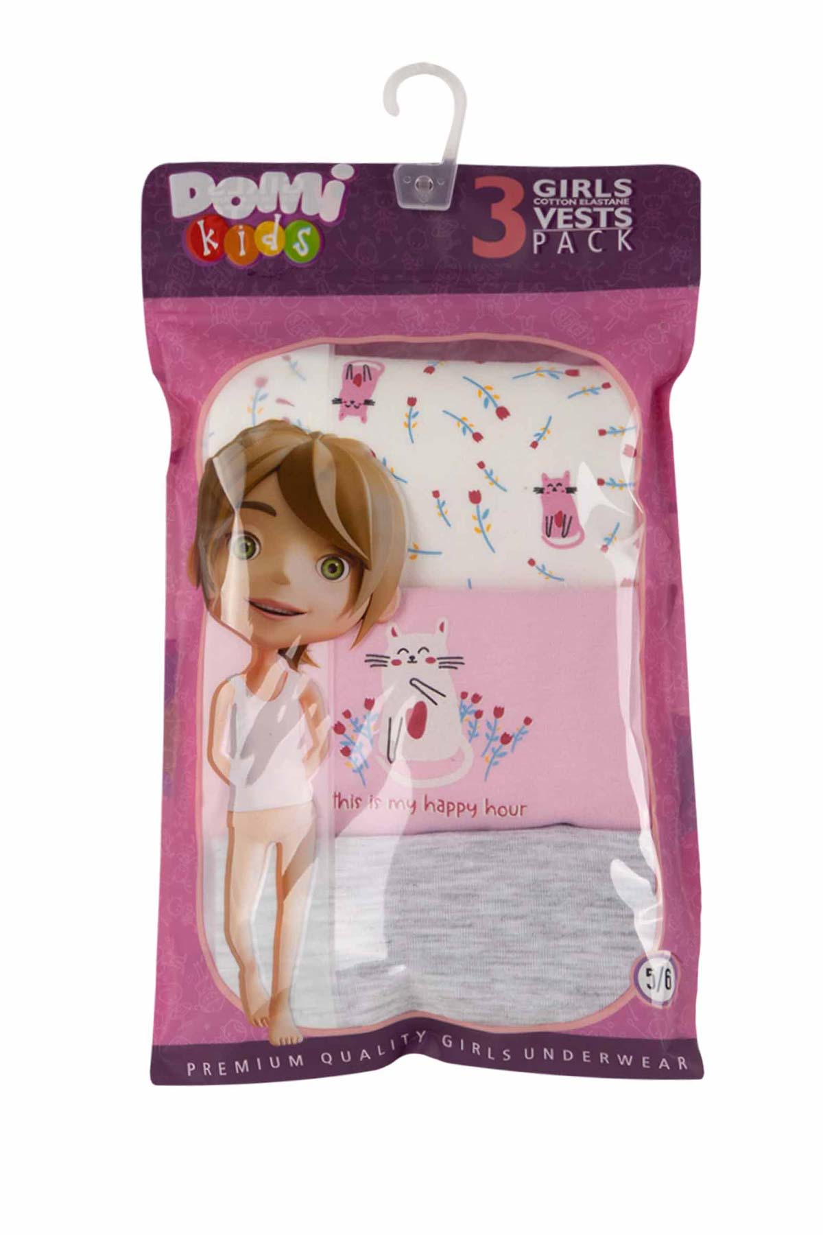 Domi Kids Kız Çocuk Atlet 3'lü - Asorti - Thumbnail