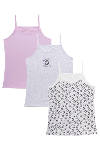 Domi - Domi Kids Kız Çocuk Atlet 3'lü - Asorti