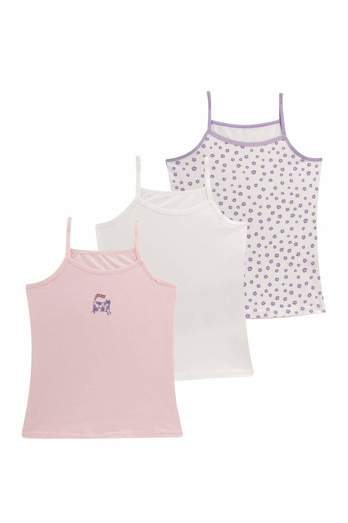 Domi Kids Kız Çocuk Atlet 3'lü - Asorti - Thumbnail