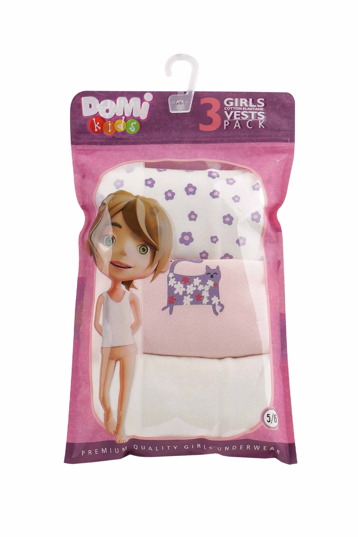 Domi Kids Kız Çocuk Atlet 3'lü - Asorti - Thumbnail