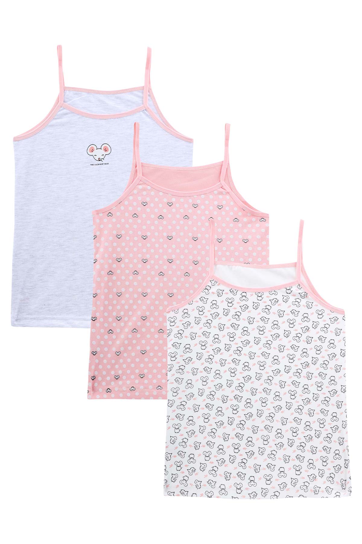 Domi Kids Kız Çocuk Atlet 3'lü - Asorti - Thumbnail