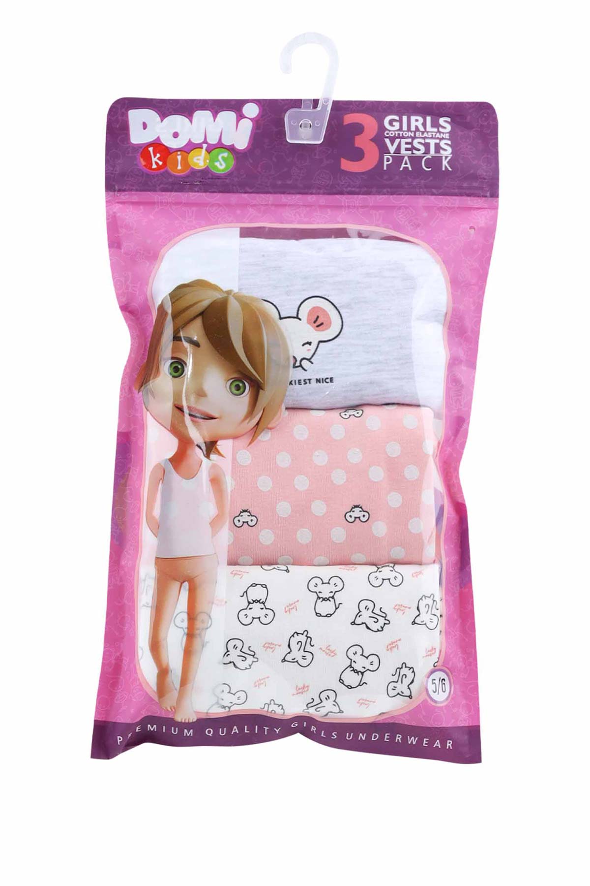 Domi Kids Kız Çocuk Atlet 3'lü - Asorti - Thumbnail