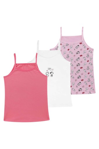 Domi - Domi Kids Kız Çocuk Atlet 3'lü - Asorti