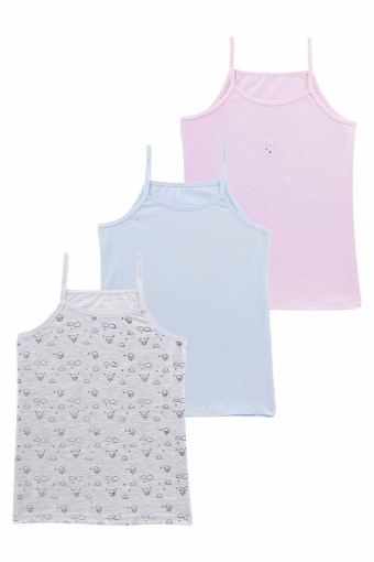 Domi - Domi Kids Kız Çocuk Atlet 3'lü - Asorti