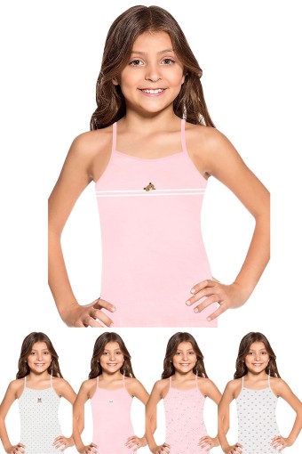 Domi - Domi Kids Kız Çocuk Atlet İp Askılı Desenli