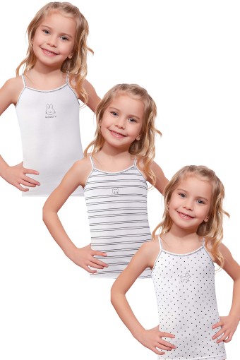 Domi - Domi Kids Kız Çocuk Atlet İp Askılı Desenli