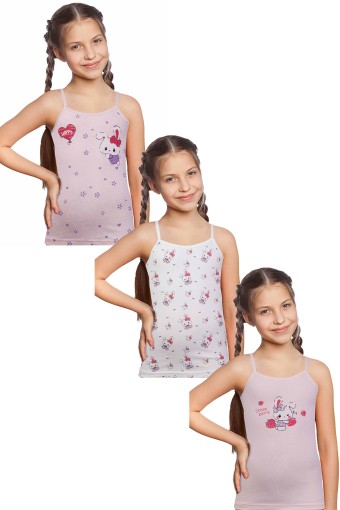 Domi - Domi Kids Kız Çocuk Atlet İp Askılı Desenli