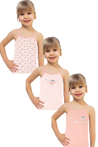 Domi - Domi Kids Kız Çocuk Atlet İp Askılı Desenli